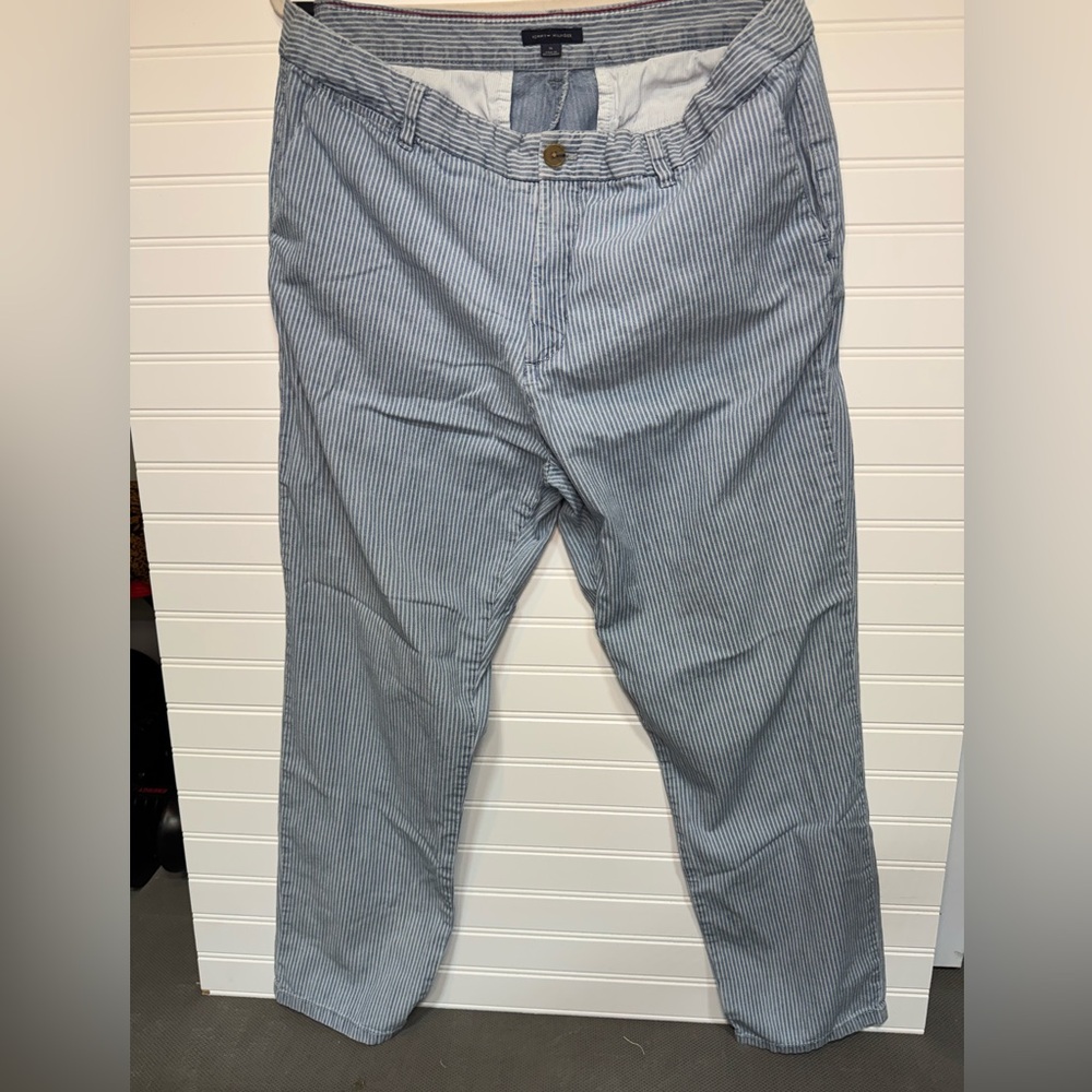 Tommy Hilfiger Light Blue & White Striped Pants